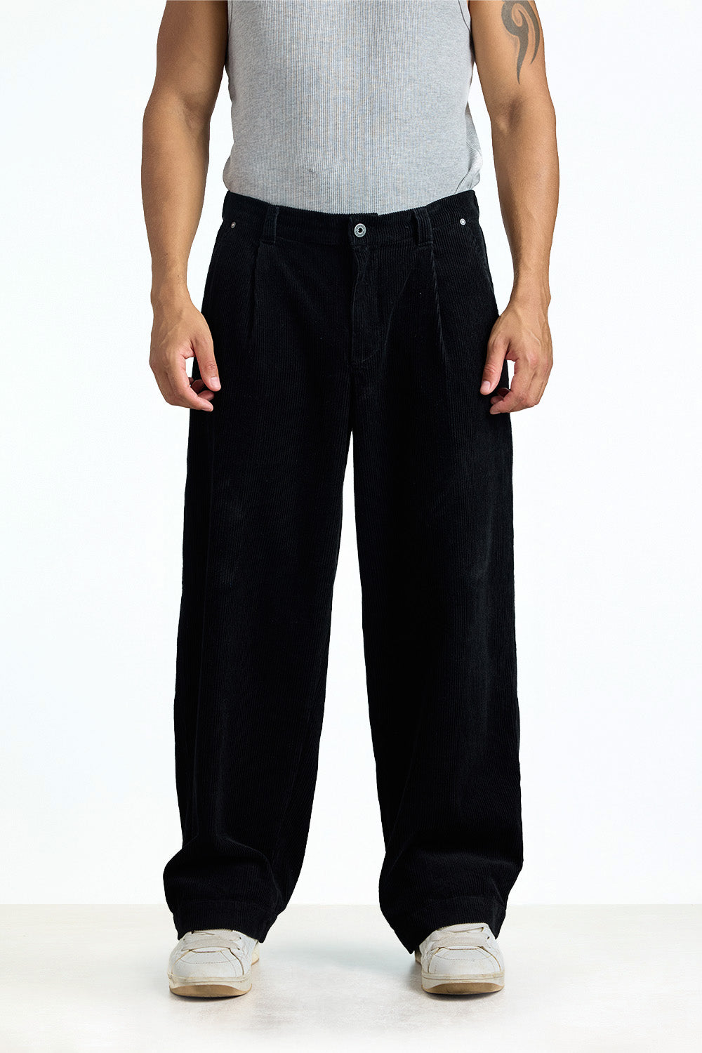 Midnight Black Corduroy Pants - BonkersCorner